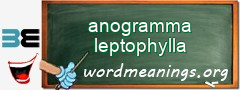 WordMeaning blackboard for anogramma leptophylla